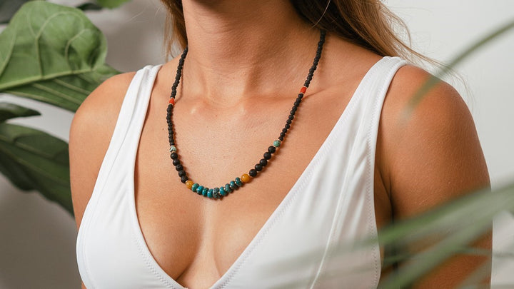 Lava & Amber Mala Necklace